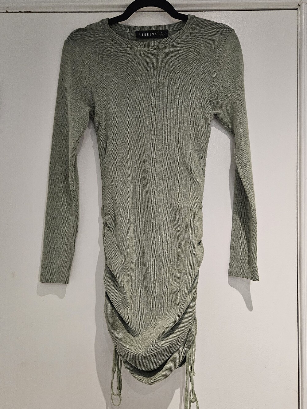 Lioness Military Minds Sage Green Ruched Bodycon Dress Size Small S